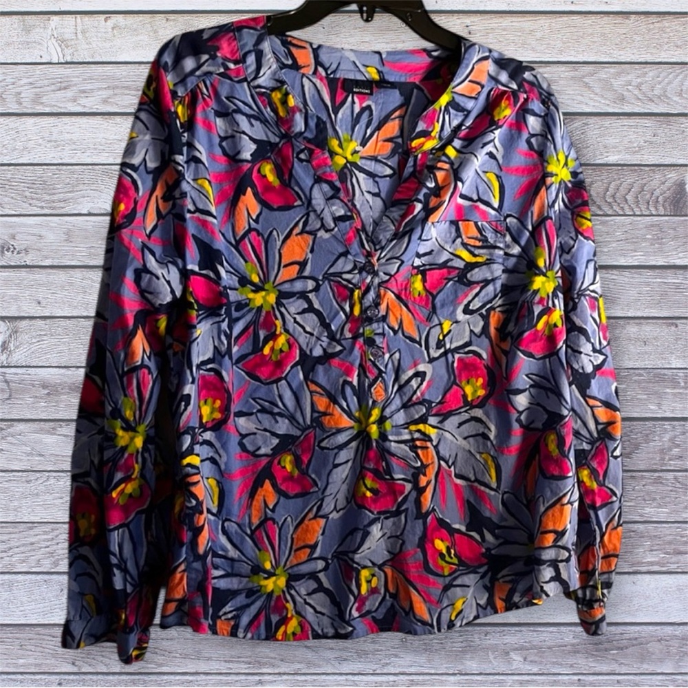 Basic Editions button up Floral Blouse xl